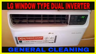 LG DUAL INVERTER WINDOW TYPE  AIRCON CLEANING TUTORIAL [upl. by Modern]