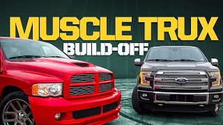 Muscle Trux BuildOff Ford F150 EcoBoost vs Dodge Ram SRT10 [upl. by Domeniga263]