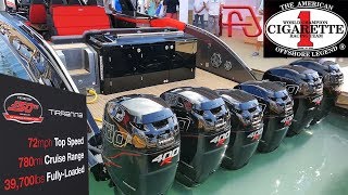 Cigarette Racing Teams 72 mph 59 TIRRANNA Performance Center Console at the 2019 MIBS [upl. by Alyat]