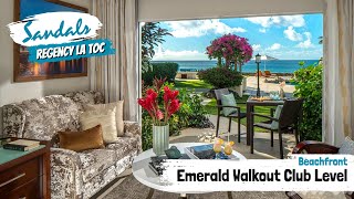 Emerald Beachfront Walkout Club Level CBW  Sandals La Toc St Lucia  Full Room Tour amp Review 4K [upl. by Sollows]