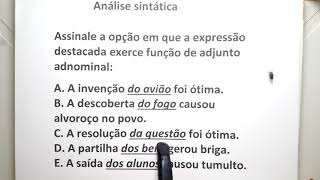 Língua Portuguesa Adjunto Adnominal x Complemento Nominal  Resolução de questão [upl. by Ginzburg474]