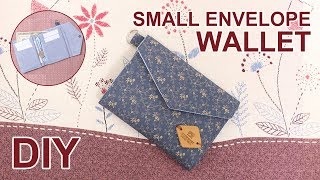 DIY Small envelope Wallet  심플 반지갑 만들기  No Bias  How to sew folding wallet  財布作り方 sewingtimes [upl. by Cloutman]