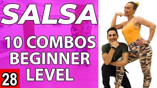 Salsa Tutorial 28 10 beginner salsa patternscombos  by MariusampElena 2020 [upl. by Maharg]