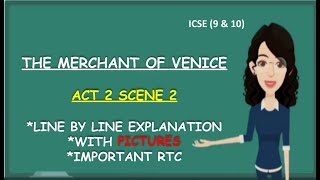 Merchant of Venice Act 2 scene 2  part 1easiest explanation  ICSE  pictures  RTC [upl. by Yttisahc]