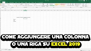 Come aggiungere una colonna o una riga su Excel 2019 [upl. by Ymeon]