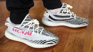 Adidas YEEZY 350 V2 Zebra  Unboxing Review amp On Feet [upl. by Marya]