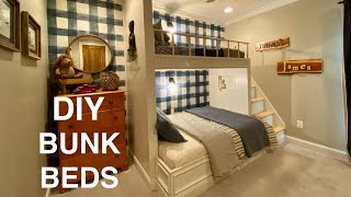 DIY BuiltIn Bunk Beds  Twin over Full [upl. by Akirdnas222]