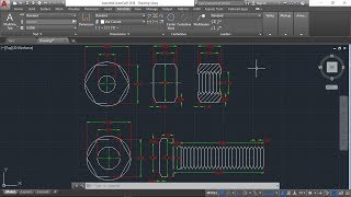 AutoCAD 2D how to draw bolt and nut autoCAD training part1 [upl. by Ahseym]