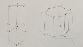 Isometric view 2  Hexagonal Prism  Engineering Graphics [upl. by Arnie]