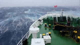 Travel  Trip 100  Antarctic Expedition  Drake Passage Storm Huge wave hits ship at 1 min 5 secs [upl. by Enylorac]