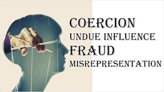 Coercion Undue Influence Fraud Misrepresentation  Indian Contract Act 1872  Law Guru [upl. by Ettenan]