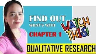 PR 1 QUALITATIVE RESEARCH CHAPTER 1 [upl. by Akcinahs]