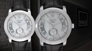 Rolex Cellini Cellinium 38mm Platinum Ice Glacier Blue Dial Mens Watch 5241  SwissWatchExpo [upl. by Anelem]