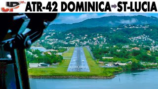 Exciting Landing on the SHORT RUNWAY at St Lucia SLU Airport  Cockpit ATR42 [upl. by Edi]