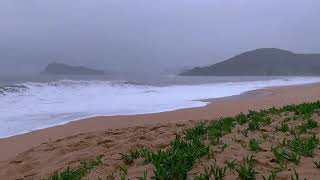 Ocean Waves Crashing at Stormy Beach w Sea Rain  Relaxing Sounds for Sleep amp Tinnitus Brown Noise [upl. by Nixon136]