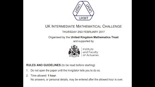 UKMT Intermediate Maths Challenge 2017 [upl. by Ledairam]