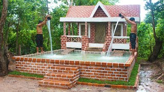 Buildding Amazing Pretty Brick Swimming Pool And Modern Two Story House Villa Design In Forest [upl. by Jerri435]