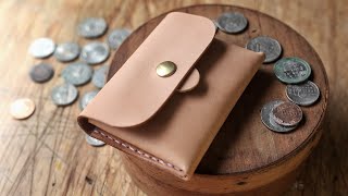 Making a Beautiful  Simple Leather Coin Wallet PATTERN [upl. by Airitak45]