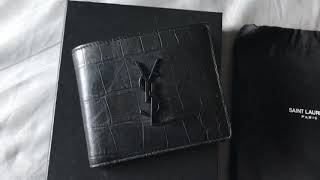 Review of Saint Laurent East West Monogram Crocodile Embossed Wallet [upl. by Eemiaj]