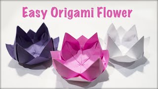 Easy Lotus Origami Flower  Origami Lotus [upl. by Porcia]