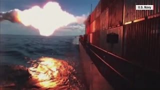 See Tomahawk missile strike a ship [upl. by Hinch]