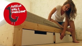 Twin bed frame with storage DIY [upl. by Haila]