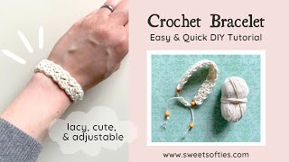 How to Make CROCHET BRACELET · Free Beginner Pattern · Easy Quick Fun DIY Yarn Crafts Tutorial [upl. by Ihab602]