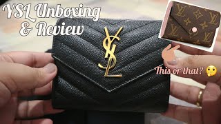 Saint Laurent Monogram Trifold Wallet Unboxing amp Review  LV Victorine look a like  How I pack  PH [upl. by Taddeusz99]