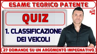 QUIZ  DEFINIZIONI E CLASSIFICAZIONE VEICOLI [upl. by Gundry]