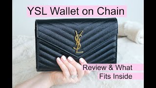 YSL Wallet on Chain  Review amp What Fits Inside [upl. by Dreeda258]