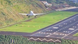 Unbelievable Crosswind Landing TAP A319 Storm Filomena at Madeira Airport [upl. by Kcirddehs]