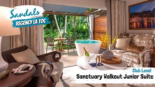 Honeymoon Sanctuary Walkout Junior Suite WJST  Sandals La Toc St Lucia  Room Tour amp Review 4K [upl. by Horick422]