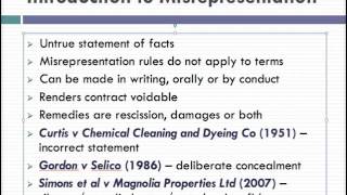 Misrepresentation Lecture 1 of 4 [upl. by Annaoi155]