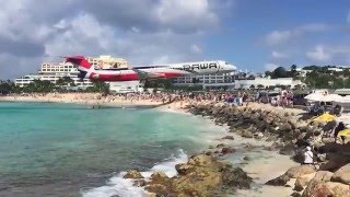 St Maarten  The Lowest Plane Landing  SXM Maho  PAWA Airlines [upl. by Leimad]