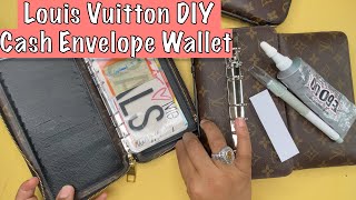 DIY Louis Vuitton Cash Envelope Wallet  How I Added Binder Rings CashEnvelopeWallet [upl. by Enellek]