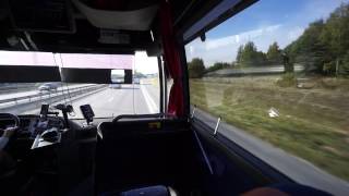 Sweden Arlanda Airport CoachesFlygbussarna ride from Airport Terminal 5 to Stockholm City [upl. by Anwadal]