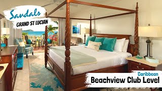 Caribbean Beachview Club Level CO  Sandals Grand St Lucian  Full Walkthrough Room Tour amp Review 4K [upl. by Sculley393]