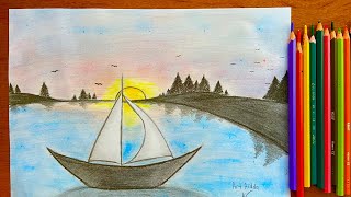 Beautiful lake sceneryPencil drawingSi te vizatojme nje peizazh te mrekullueshem [upl. by Cathee569]