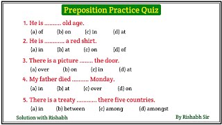 Preposition objective questions  Preposition in english grammar  Prepositions practice exercises [upl. by Odradlig]