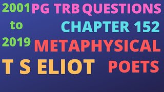 T S Eliots Metaphysical poets2001 to 2019 pg trb questions [upl. by Eidur616]