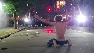 National Guard fire tear gas and firecrackers at close range in Seattle Black Lives Matter protest [upl. by Hayouqes586]