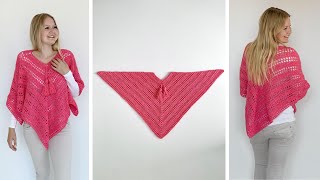 SUCH SIMPLE PONCHO  FREE CROCHET PATTERN [upl. by Niarda]